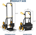 3 in 1 Industrial Convertible Stair Climbing Cart,1000 LBS Capacity Folding Hand Truck Dolly Cart with Telescoping Handle and 2 Elastic Rope for Transport & Moving in Warehouse, Home, Supermarket