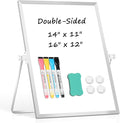 Dry Erase Magnetic White Board, 11" x 14" Double-Sided Desktop Whiteboard with Stand, Portable Small Whiteboard Set for Drawing, Office, Home, School