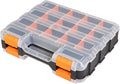 Tool Box with Transparent Lid, Double Side 34-Compartments Organizer Box with Removable Dividers for Hardware, Screws, Bolts, Nails, Beads, Jewelry and Fishing Accessories, Orange, 1 Pack