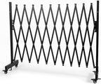 11 FT 44" High Industrial Metal Expandable Barricade，Retractable Traffic Fence with Casters, Folding Security Gate, Portable Barricade Gate for Construction Area, Traffic Control, Driveway and Garden