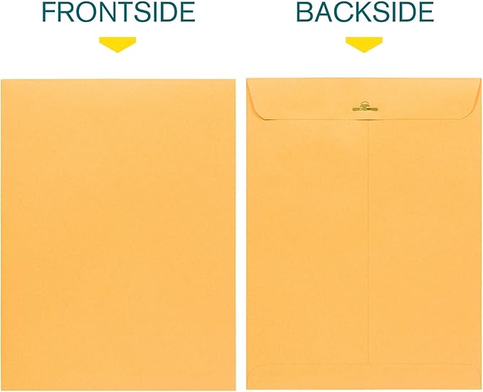 EnDoc Clasp Envelopes 9x12-15 Pack Brown Kraft Catalog Envelopes with Clasp Closure & Gummed Seal – 28lb Heavyweight Paper Envelopes for Home, Office, Business, Legal or School Pack- 9 x 12 Inch