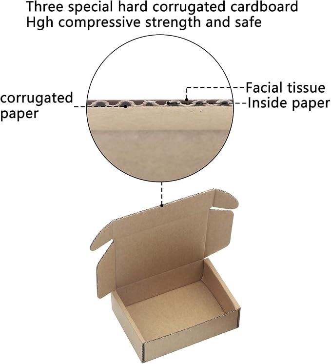Ellbest 50pcs Kraft Brown Box 1.5mm Thick Cardboard Boxes, 3.6 x 2.6 x 1.2 inches Foldable Kraft Brown Box for Stationery, Pins, Mini Ornaments, Small Shipping Boxes