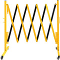 TECSPACE Industrial Expandable Metal Barricade, Expansion Size 8.2 FT, Yellow and Black, Durable Steel Safety Barricade with casters, Flexible Mobile Barrier Gate, Adjustable Traffic Fence
