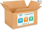 Medium Moving & Shipping Boxes 16 x 10 x 8 inches (5-Pack) - Extra Strength 200 lb vs Regular - Corrugated Packing Boxes - Cardboard Box for Delivery - Box for Shipping by IDL Packaging