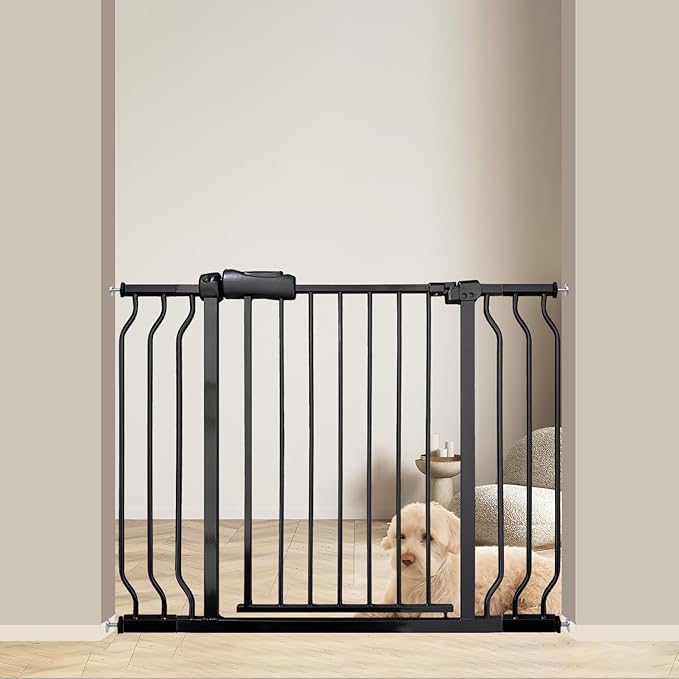 Walk Through Baby Gate 29-43.5 Inch Wide Large Baby Gate for Stairs Tension Pet Dog Gates Indoor for Doorways No Drilling Pressure Mounted Pet Gates for Kids