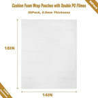 50 Pack 14'' x 18'' Large Cushion Foam Pouches, Foam Wrap Pouches for Extra Protect Fragile Items, Cushioning Packing Foam Pouches for Shipping, Moving and Storage(350x450x0.5MM)