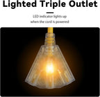 EP 3 Ft Lighted GFCI Extension Cord with 3 Electrical Power Outlets - 12/3 SJTW Heavy Duty Yellow Pigtail Extension Cable with 3 Prong Grounded Plug for Safety, UL Listed
