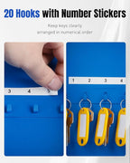 Uniclife 20 Keys Key Lock Box with Code, Wall Mount Lock Box for Keys with Code, Key Organizer with Tags, Key Cabinet, Key Storage Box for Home Office & Company, Blue