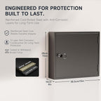 WeHere Key Lock Box for 90 Keys, Wall Mount Key Cabinet with Color Key Tags, Steel Key Storage Box with Lock, Key Holder Organizer for Home, Office, Apartment, Property Management