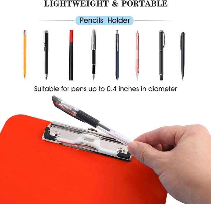 6 PCS Clipboards Bulk Nurse Clipboard with Pen Holder,Plastic Clip Boards 8.5x11,A4 Letter Size Cute Clipboards for Women Kids Teacher,Classroom Office Home(Red)