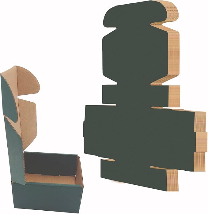 25 Pack Corrugated Packaging Box Mailers Shipping, Green Recyclable Cardboard Small Gift Mailer Boxes for Shipping Packaging Craft Gifts Giving Products (4x4x2 inch, Green)
