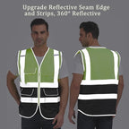 Custom Safety Vest with Logo Pockets High Visibility Reflective Vests Construction Security Workwear