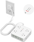 TESSAN Surge Protector Power Strip, 5 Ft Extension Cord Flat Wall Plug with 4 USB (2 USB C) 8 Outlets, 2100J Dual Surge Protection, 20W Multiple Charging Station for Home, Office, College, Dorm Room