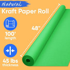 USA Made 48" x 1200" (100 ft) Christmas Green Kraft Paper Roll, 45 lbs Thickness, American Quality Colored Kraft Paper for School, Bulletin Board - Non-Toxic, Odorless, Safe for Kids