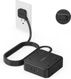 TESSAN 10 Ft Flat Plug Extension Cord with Multiple Outlets, Surge Protector Power Strip with 3 USB(1 USB C) 8 Outlets, 900J Protection, Desk Charging Station for Home, Office, Dorm Room, Black