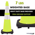 6 Pack 28" Inch Lime Traffic Safety Cones with Dual Reflective Collars - High Visibility Industrial Pylons Traffic Cones for Road, Parking Lots, Driving, Construction