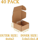 PHAREGE 4x4x2 inch Shipping Boxes Bulk 40 Pack Brown, Tab Lock Tuck Top Mailer Boxes for Packaging Small Business, Small Cardboard Gift Boxes for Wrapping Mailing Present