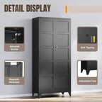 Yizosh Metal Pantry Cabinet,- 72" Black Kitchen Pantry Storage Cabinet with Doos and Adjustable Shelves for Kitchen, Living Room,Dining Room,Home