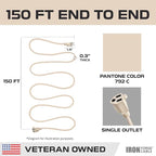 Iron Forge Cable Weatherproof 150 Ft Outdoor Extension Cord - 16/3 SJTW Heavy Duty Light Brown Extension Cord 3 Prong - 10 Amp Exterior Power Cable