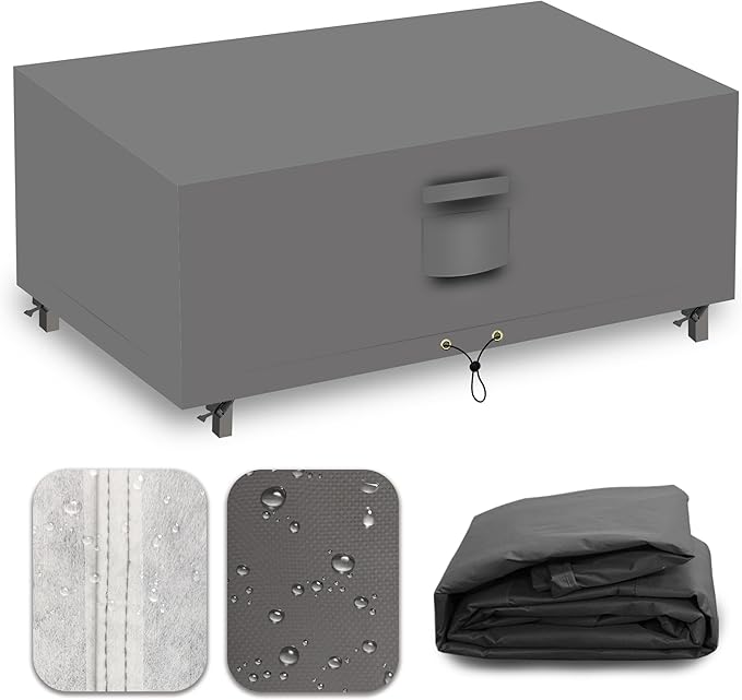 Heavy Duty Patio Furniture Covers Waterproof, 600D Outdoor Furniture Cover Waterproof for Sectional Sofa Couch, Outdoor Dining Table and Chair Set Covers 56''L x 32''W x 28''H, Grey