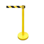 VIP Crowd Control Retractable Belt Stanchion Queue Safety Barrier Set, 36" Ht, 78" Belt (2 YEL Posts Black/Yellow Belt)