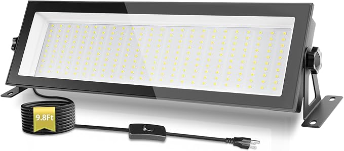 FastDeng LED Shop Light, 150W 18000lm 5000K Daylight LED Garage Light, IP66 Waterproof Outdoor Flood Light with US Plug 10FT Cord and Switch for Workshop Yard Factory Area High Bay Lighting