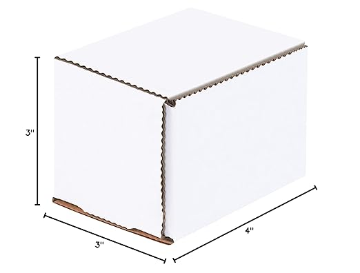 Box USA BM433 4"L x 3"W x 3"H, White (Pack of 50)