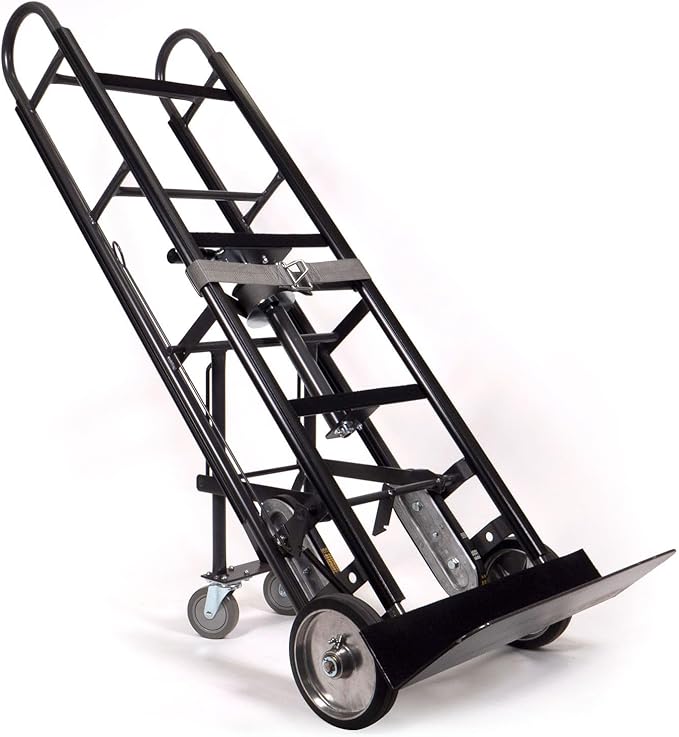 US Cargo Control Appliance Dolly Heavy Duty with Stair Climber & Kickback Wheels, 1,200 LBS Capacity, Industrial Appliance Hand Truck with Single Auto Recoil Strap System, Heavy Duty Steel Hand Truck