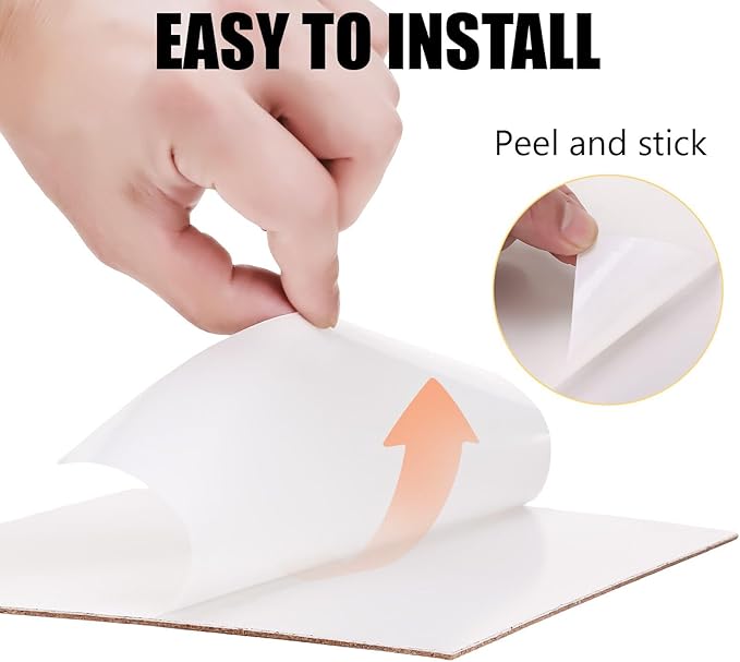 White Board for Wall,Magnetic Receptive Sheet Metal with Adhesive Backing,Square 8" Peel and Stick Solid WhiteBoard-4 Pack