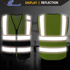 Reflective Mesh Safety Vest for Men Women with 5 Pockets and Zipper Front High Visibility Mesh Vest Hi Vis Construction Work Vest,Meets ANSI/ISEA Standards(EK175-Yellowblack-3XL)