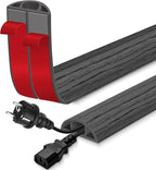 Floor Cord Cover for Wires on Floor Self Adhesive Cord Hider Floor Cable Management Wire Covers for Cords Protector Prevent Cable Trips Cord Cavity W 0.47" x H 0.27", Deep Gray Wood, 20Ft
