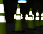 Fluorescent Green PVC Traffic Cones, Heavy Black Base Parking Lot Cone Structurally Stable Weatherproof Road Construction Safety Cones (8, Green, 28" Large)