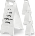 4 Pack 24 Inch Blank Floor Sign White A-frame Foldable Caution Sign Write-On Double Sided Safety Warning for Pool Restaurant Restroom Office