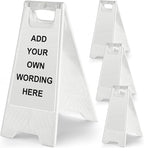 4 Pack 24 Inch Blank Floor Sign White A-frame Foldable Caution Sign Write-On Double Sided Safety Warning for Pool Restaurant Restroom Office