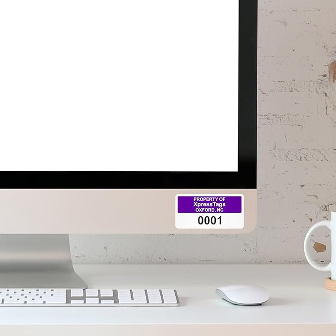 XpressTags 1" x 2" Sequential Number Custom Labels, Fixed Inventory Asset Tags, Permanent Adhesive Vinyl Stickers for equipments Pack Sizes 100 to 5000, Made in USA