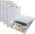 Henoyso Metal Storage Clipboard Bulk Heavy Duty Aluminum Clip Board for Teacher Contractor Medical Construction Office School Classroom, 12.6x9.2x1 Inch, Fit Letter Size 8.5x11 Inch Paper(4 Pcs)