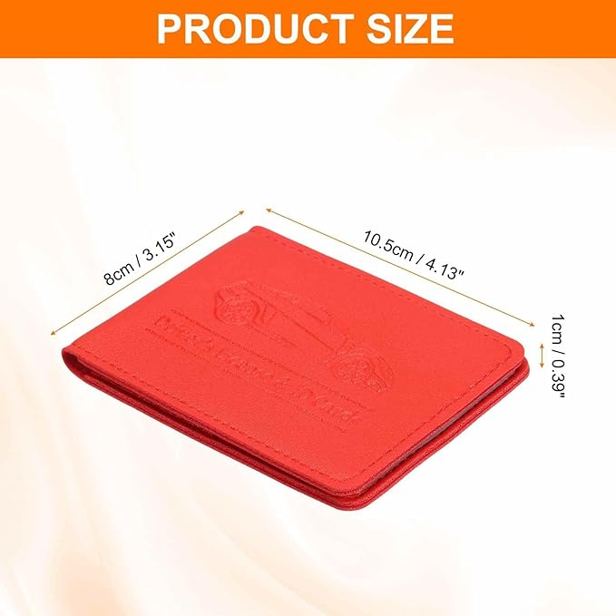 HARFINGTON Car Registration and Insurance Holder PU Leather Vehicle Glove Box Organizer Storage Accessories Car ID Holder with 10 Pockets for License ID Card Bank Card Documents, Red