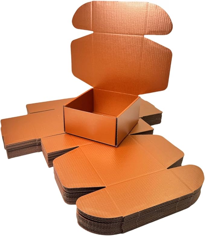 15 Pcs 6 x 6 x 3 inches Corrugated Cardboard Gift Boxes Recyclable Shipping Boxes for Mailing & Holidays, Wedding, Birthday, Gifts Packaging (Copper, 6 x 6 x 3")