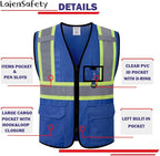 Hi Vis Reflective Safety Vest for Men Women with Multiple Pockets Mesh High Visibility Construction Work Vest,Meets ANSI/ISEA Standards(EK1-178-Blue-L)