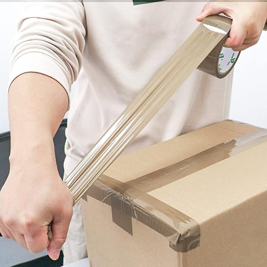 BOMEI PACK Brown Packing Tape with Dispenser, 2.4 Mil 1.88 Inch x 60 Yards, 6 Refills Rolls Packaging Tape for Moving, Shipping and Storage
