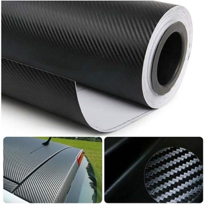 3D Black Carbon Fiber Vinyl Bubble Car Wrap Film Automotive DIY Decals (72" x 60" / 6 FT x 5 FT)
