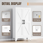 Yizosh Metal Storage Cabinet with 2 Doors and 3 Adjustable Shelves - 47" White Kitchen Pantry Storage Cabinet Locker for Kitchen,Living Room,Dining Room