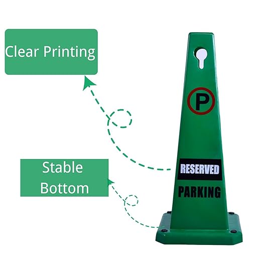 BESEA 4Pack No Parking Cone Green Caution 4 Sided No Parking Cone Reserved Parking