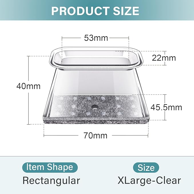24 Pcs Chair Leg Floor Protectors Rectangle, Silicone Felt Furniture Leg Pads Caps Covers for Hardwood Floors (Fit Perimeter 6" to 8")