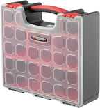 INTERTOOL Hardware Organizer with 7 Deep Removable Bins - Small Parts Storage Tool Box for Nuts, Bolts, Screws, Nails - Portable Handle Transparent Lid with Locks BX08-4032