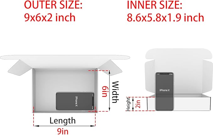 Small White Shipping Boxes for Small Business Pack of 25-9x6x2 inches Cardboard Corrugated Mailer Boxes for Shipping Packaging Craft Gifts Giving Products