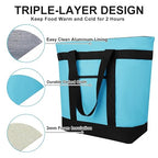 Insulated Reusable Tote Bag for Grocery Shopping for Women/Men, Pizza/Food Delivery Bag to Keep Food Cold/Hot for Commercial Food Transport, Cooler bags for Travel/Beach/Picnic, Blue