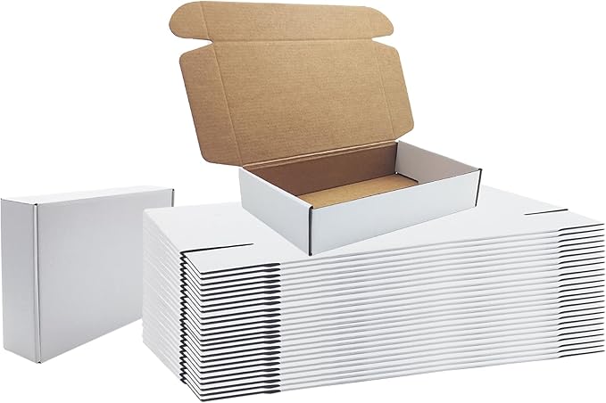 10x6x2 inches Shipping Boxes Set of 25, White Cardboard Box Kraft Corrugated Mailer Box，Boxes for Shipping E-commerce Packaging, Holidays Gift and Small Business Giving Literature Mailing