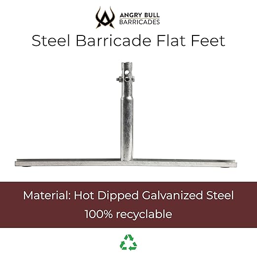 Angry Bull Barricades Heavy Duty Crowd Control Metal Interlocking Barricade with Flat No-Trip Feet - 8.5 Ft. (Steel) (20 Pack)