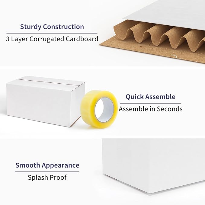 Shipping Boxes 10x7x5 Set of 40, White Corrugated Cardboard Box for Mailing Business Packaging